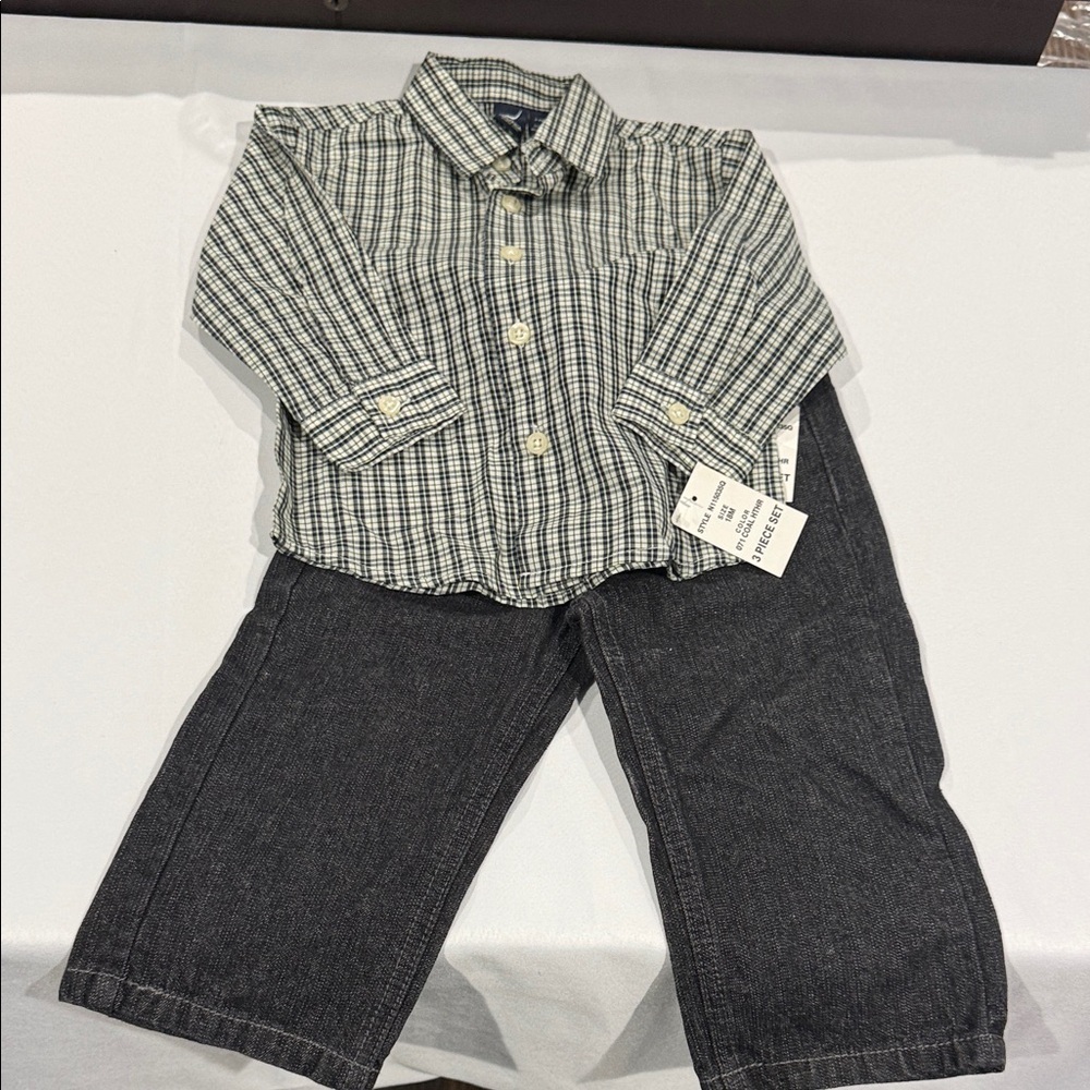 Nautica Plaid Shirt and jeans. Size 18M.